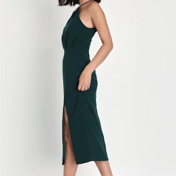 Lulus Dreamy Date Night Emerald Green Sleeveless Midi Dress - Picture 2 of 6